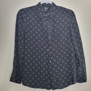 DKNY Silk‎ Black Subtle Pattern Blouse 6 * READ